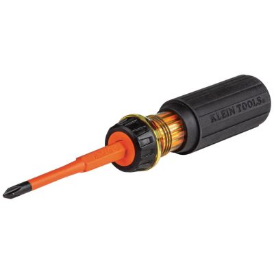 KLE32293 image(0) - Klein Tools Flip-Blade Insulated Screwdriver, 2-in1, Ph Bit #2, Sl Bit 1/4-Inch