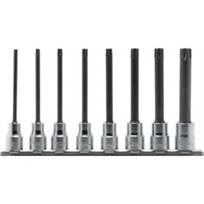 KKNRS3025-8-L100R image(0) - Ko-ken USA RS3025/8-L100R 3/8 Sq. Dr. 8 Piece Round Shank TORX&Acirc;&reg; Bit Socket set T20-T55