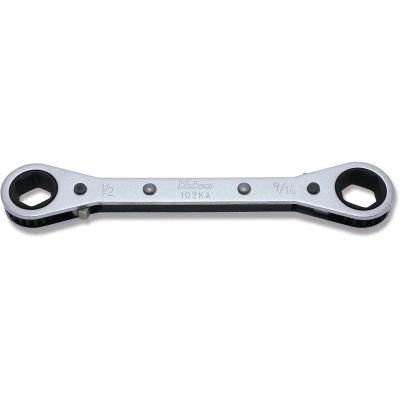 KKN102KA-1-2X9-16 image(0) - Ko-ken USA 102KA-1/2X9/16 Ratcheting Ring Wrench 1/2x9/16 6 Point Length 146 mm Reversible