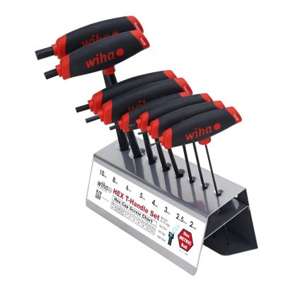WIH33489 image(0) - Wiha Tools 8 Piece SoftGrip Dual Drive Hex T-Handle Metric Set