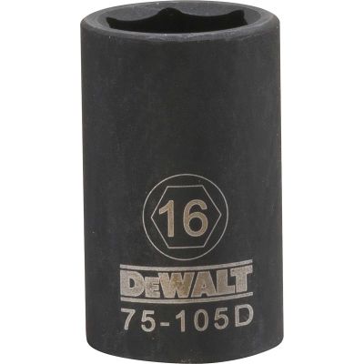 DWTDWMT75105OSP image(0) - DEWALT 6 Point 1/2" Drive Impact Socket 16Mm