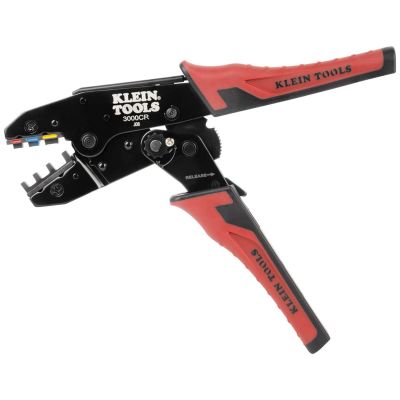 KLE3007CR image(0) - Klein Tools Ratcheting Heat Shrink Terminal Crimper, 10 to 22 AWG Wire
