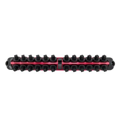 AST938VR image(0) - Astro Pneumatic 3/8 inch Drive V12 Locking Magnetic Socket Organizer for 24 Sockets plus Ratchet - Red