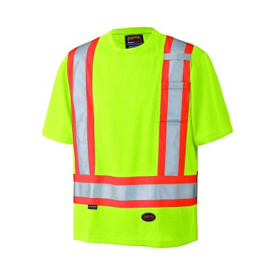 SRWV1051160U-S image(0) - Pioneer Birdseye Safety T-Shirt  - Color:  Hi-Viz Yellow/Green  - Size: S