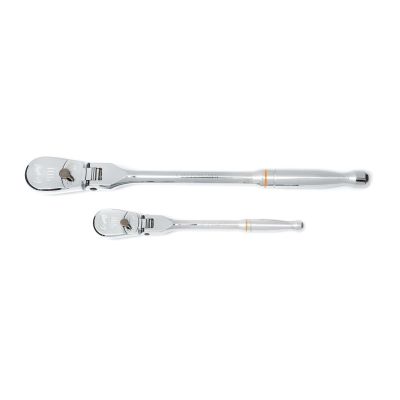 KDT81216T image(0) - GearWrench 2 Piece 1/4 Inch & 3/8 Inch Drive 90-Tooth Flex Head Teardrop Ratchet Set