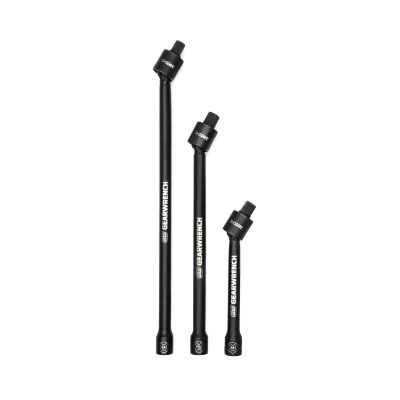 KDT84453 image(0) - GEARWRENCH 3 Piece 3/8 Inch Drive X-Core Pinless Universal Joint Impact Extension Set 6 Inch, 9 Inch & 12 Inch