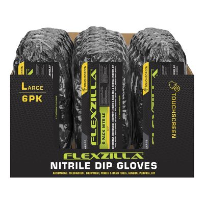 LEGGC100L-6X-12Q image(0) - Legacy Manufacturing Flexzilla&reg; Nitrile Dip Gloves, Black, 6-Pack, L, 12-Piece PDQ
