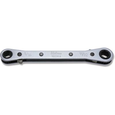 KKN102KA-5-16X11-32 image(0) - Ko-ken USA 102KA-5/16X11/32 Ratcheting Ring Wrench 5/16x11/32 6 Point Length 134 mm Reversible