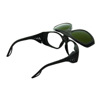 SRWS72905 image(0) - Sellstrom Safety Glasses - X35 Series - Clear Lens -Black Frame - Hard Coated - With Shade 5 IR Flip Lens