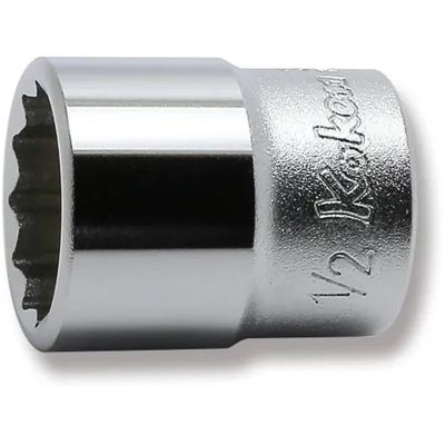 KKN2405A-1-2 image(0) - Ko-ken USA 2405A-1/2 1/4 Square Drive Socket 1/2 12 Point Length 22 mm