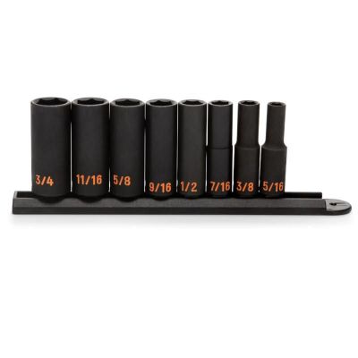 KDT84915H image(0) - GEARWRENCH 8 Piece 3/8" Drive 6 Point SAE Hi-Viz Deep Impact Socket Set