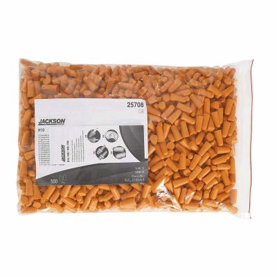 SRW25708 image(0) - Jackson Safety Earplugs - H10 Disposable - Uncorded - Orange - NRR 31 - (500 Pair Per Bag)
