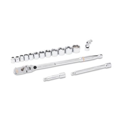 KDT81393 image(0) - GEARWRENCH 16 Piece 3/8 Inch Drive 120XP Locking Flex Head Ratchet and 6 Point SAE Stubby Socket Mechanics Tool Set
