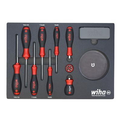 WIH91851 image(0) - WIHA Tools 45 Piece Knife Maintenance Magnetic Workstation Tray Set