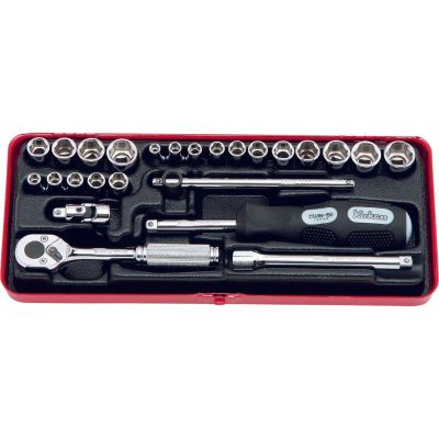 KKN2201AM image(0) - Ko-ken USA 2201AM 1/4 Square Drive Socket set6 Point25 pieces
