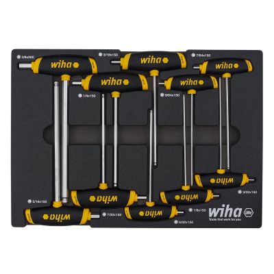 WIH54081 image(0) - WIHA Tools 10 Piece SoftGrip Dual Drive Hex SAE T-Handle Tray Set
