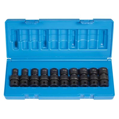 GRE1610UM image(0) - Grey Pneumatic 3/8" Dr. 10 Piece 12 Point StandardLength Metric Universal Set