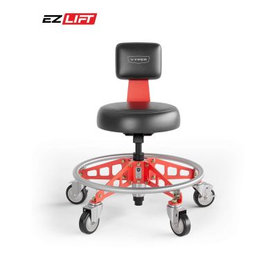 VYPRSM-B-R-EZ image(0) - Vyper Industrial 400 lb Capacity Robust Steel Max Ez-Lift Shop Chair - Black/Red