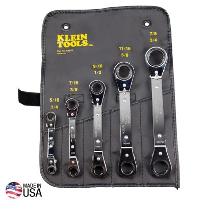 KLE68245 image(0) - Klein Tools Reversible Ratcheting Box Wrench Set, 5-Piece