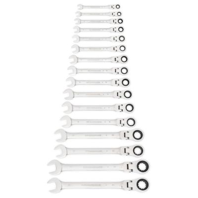 KDT9902D image(0) - GearWrench 16 Piece 72-Tooth 12 Point Flex Head Ratcheting Combination Metric Wrench Set