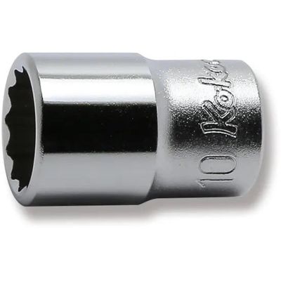 KKN2405M-10 image(0) - Ko-ken USA 2405M-10 1/4 Square Drive Socket 10 mm 12 Point Length 22 mm