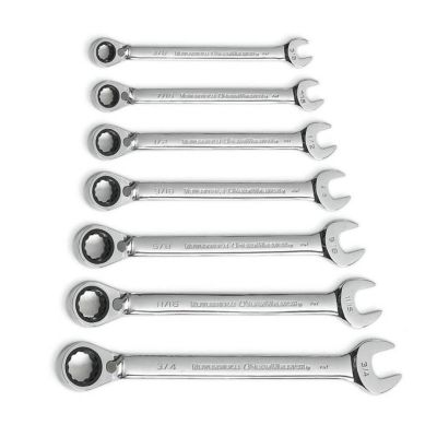 KDT9567RN image(0) - GEARWRENCH 7 Piece 72-Tooth 12 Point Reversible Ratcheting Combination SAE Wrench Set with Tool Roll