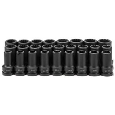 GRE9126MD image(0) - Grey Pneumatic 1" Drive 26 Piece Deep Metric Set 19mm to 44mm - 12 Point