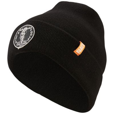 KLE60388 image(0) - Klein Tools Heavy Knit Hat, Black, Vintage Patch Logo