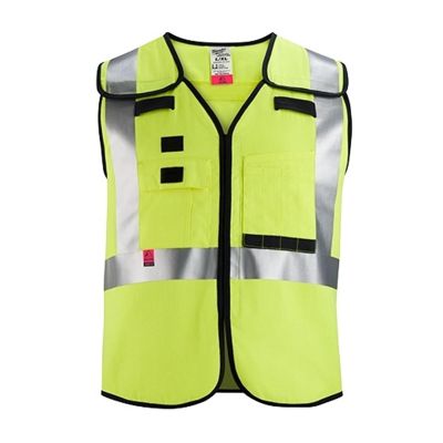 MLW48-73-5314 image(0) - Milwaukee Tool AR/FR Cat. 1 Class 2 Breakaway High Visibility Yellow Safety Vest - 4XL/5XL (ANSI/CSA)