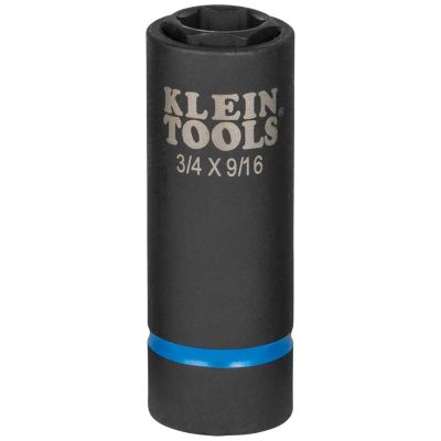 KLE660 image(0) - Klein Tools 3-in-1 Slotted Impact Socket, 12-Point, 3/4 and 9/16-Inch