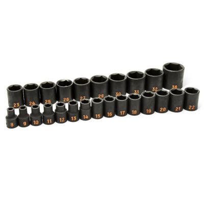 KDT84933H image(0) - GEARWRENCH 25 Piece 1/2" Drive 6 Point Metric Hi-Viz Impact Socket Set