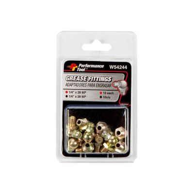 WLMW54244 image(0) - Wilmar Corp. / Performance Tool 10 pk. 1/4-28 90 Deg. Grease Fitting