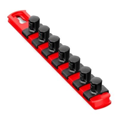 ERN8412 image(0) - Ernst Mfg. 8&rdquo; Socket Organizer and 7 Socket Clips - Red - 1/2&rdquo;