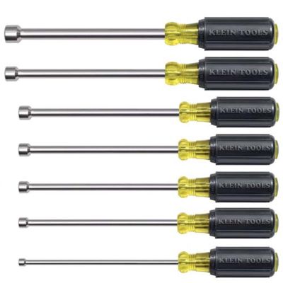 KLE647M image(0) - Klein Tools Nut Driver Set, Magnetic Nut Drivers, 6-Inch Shafts, 7-Piece