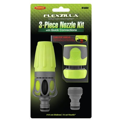 LEGHFZGAK02 image(0) - Legacy Manufacturing Flexzilla Garden Hose Nozzle Kit, 3-Piece, ZillaGreen