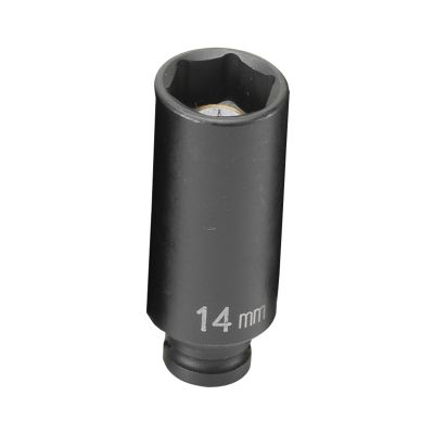 GRE914MDG image(0) - Grey Pneumatic 1/4" Drive x 14mm Magnetic Deep Socket