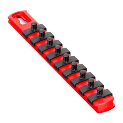 ERN8410M image(0) - Ernst Mfg. 8&rdquo; Magnetic Socket Organizer with 9 Socket Clips - Red - 1/4&rdquo;
