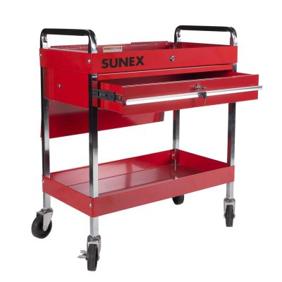 SUN8013A image(0) - SUNEX 350Lb Capacity Service Cart with Locking Top With Locking Drawer - Red