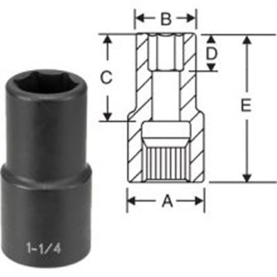 GRE5042DT image(0) - Grey Pneumatic #5 Spline x 1-5/16" Deep Thin-Wall Socket