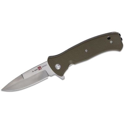 SUNAMK2208 image(0) - SUNEX AL Mar SERE 2020 OD Green Assisted Open Liner Lock D2 3 Inch Satin Finish Plain Edge Talon Blade with G10 Handle Tactical Folding Knive - Olive Drab Green