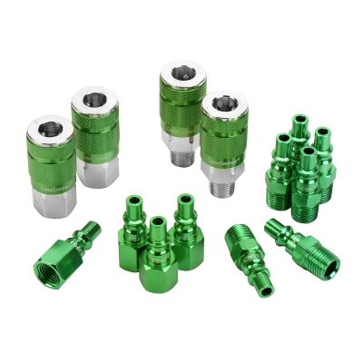 LEGA71458B image(0) - Legacy Manufacturing ColorConnex Coupler and Plug Kit, 14-Piece, Type B, 1/4" Body, 1/4" NPT, Green