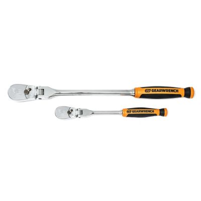 KDT81204T image(0) - GEARWRENCH 2 Piece 1/4 Inch & 3/8 Inch Drive 90-Tooth Dual Material Flex Head Teardrop Ratchet Set