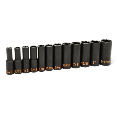 KDT84942H image(0) - GEARWRENCH 12 Piece 1/2" Drive 6 Point SAE Hi-Viz Deep Impact Socket Set