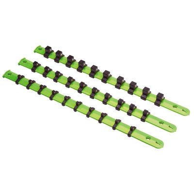 VIMV523G image(0) - VIM TOOLS Socket Rack Set 1/4 Inch - 3/8 Inch - 1/2 Inch- Green