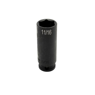 VIMIMP61116D image(0) - VIM TOOLS 11/16 Inch X 3/8 Inch Drive SAE Cr-Mo Impact Socket - Deep