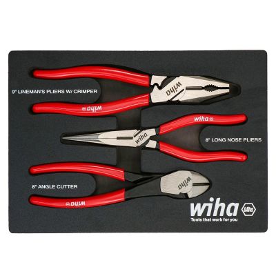 WIH34680 image(0) - WIHA Tools Set Includes - Long Nose 8.0&rdquo; | 200mm | Angled Cutters 8.0&rdquo; | 200mm | Lineman�s Pliers w/Crimpers 9.0&rdquo; | 225mm