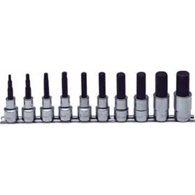 KKNRS4010M-10-L75 image(0) - Ko-ken USA RS4010M/10-L75 10 Piece 1/2 Sq. Dr. 75mm Hex Bit Socket Set
