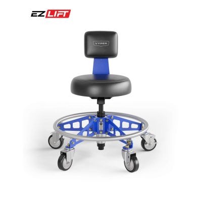 VYPRSM-B-BL-EZ image(0) - Vyper Industrial 400 lb Capacity Robust Steel Max Ez-Lift Shop Chair - Black/Blue