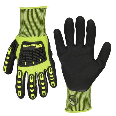 LEGGC161PXL image(0) - Legacy Manufacturing Flexzilla&reg; Pro Impact Sandy Nitrile Dip Gloves, Black/ZillaGreen&trade;, XL