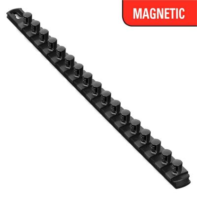 ERN8422M image(0) - Ernst Mfg. 18 Inch Magnetic Socket Organizer w/Twist Lock Clips - Black-1/2 Inch